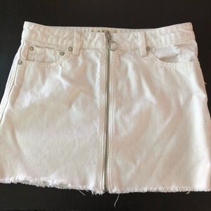 White free people denim zip skirt